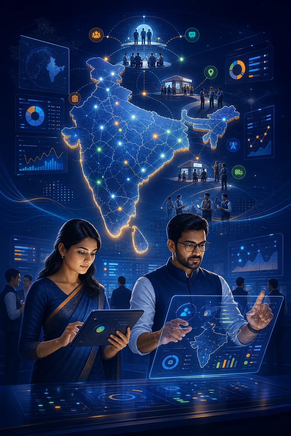 IEMS campaign command team monitoring nationwide electoral operations and connected field teams across India
